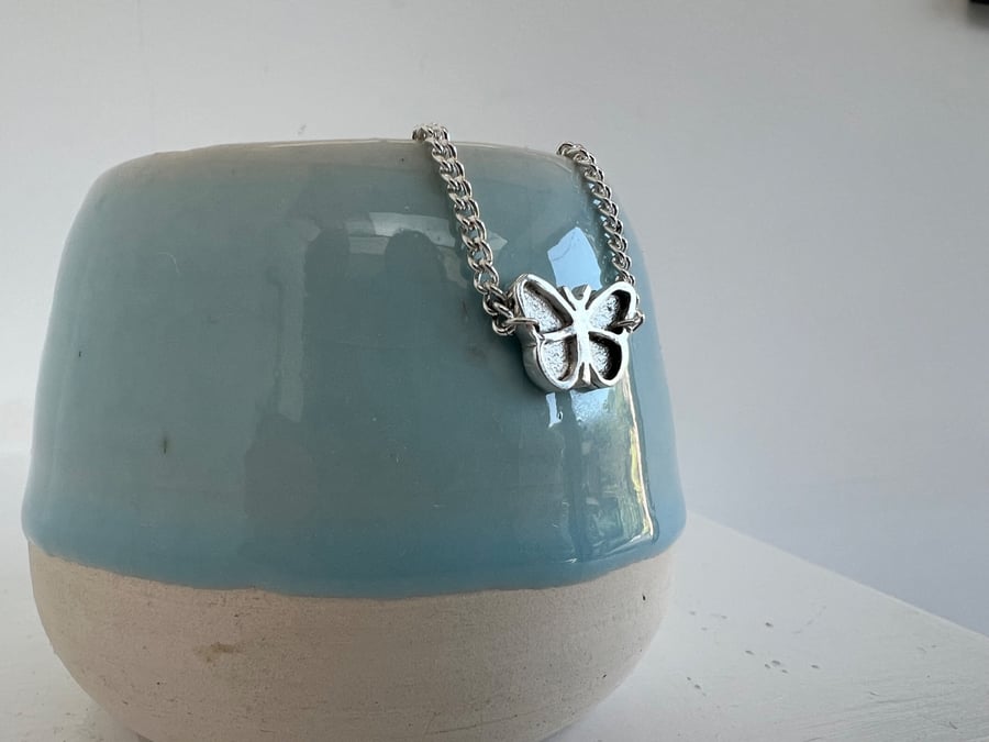 Delicate sterling silver butterfly bracelet - adjustable length