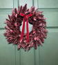 30cm Autumn Dried Wreath & Rust Velvet Ribbon – Fall Harvest Home Decor - Image 6