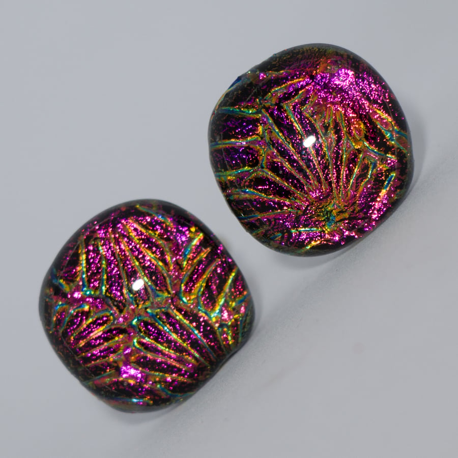 Red and Gold Fireworks - Fused Glass Cufflinks - 4051