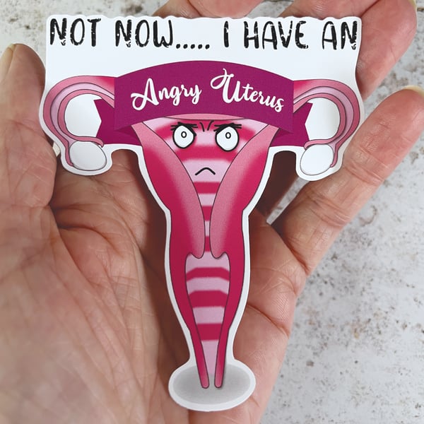 Angry Uterus Sticker, 10cm vinyl sticker for Endo and Adeno warriors