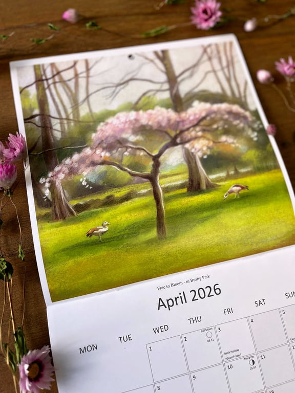 2026 Nature Art Calendar: Wildlife illustrations, calendar, Perfectly Imperfect