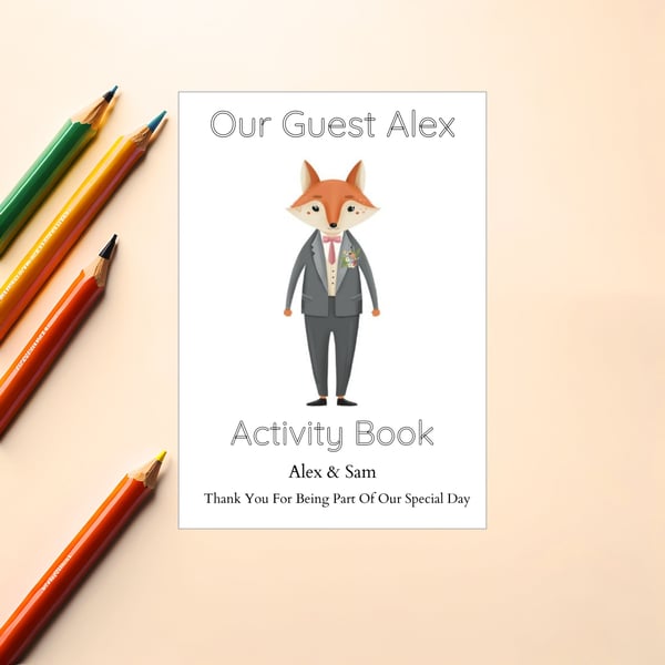 Wedding Activity Book for Kids, Fox Kid's Wedding Activity Book Pack, 