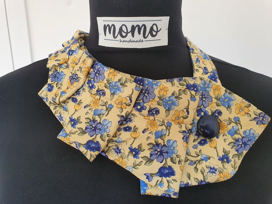 detachable collar, upcycled liberty necktie, statement accessories, quirky bib n