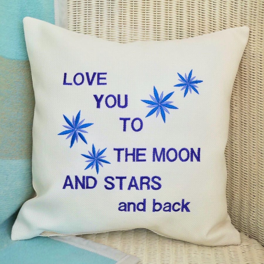 Moon & Stars: Embroidered Cushion 33cm (13”)