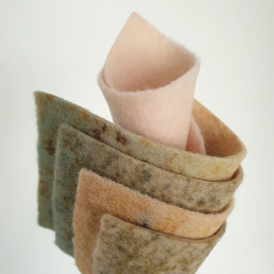 Naturally Dyed Wool Felt Sheets - Pack of 4 mini Mellow Mix