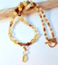 Citrine, Banded Agate & Ambronite Necklace, November Birthday, Anniversary Gift - Image 5