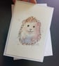 Hand Painted Watercolour Hedgehog Card