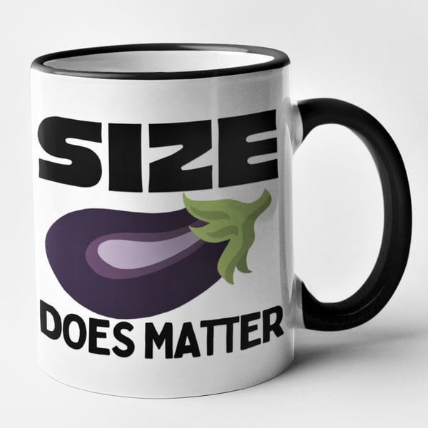 Size Does Matter Mug Rude Eggplant Emoji Coffee Cup Big willy Joke Anniversary