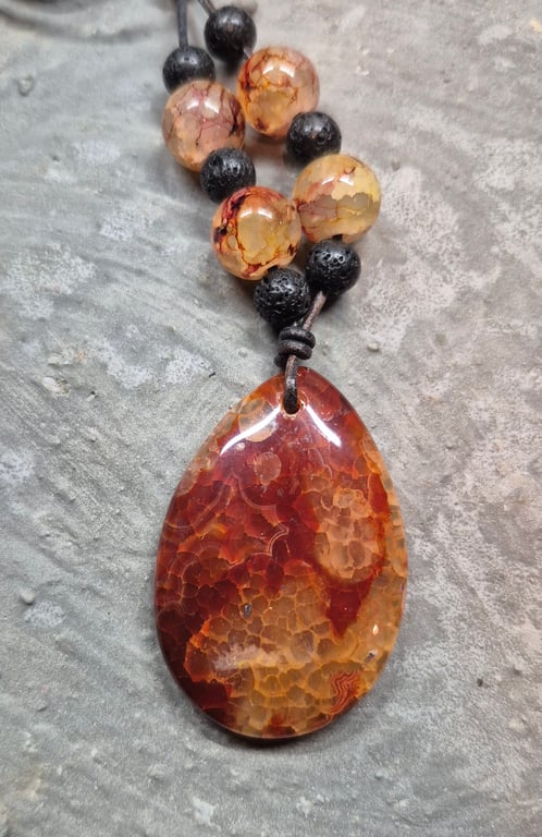 Orange Drangon Vein Teardrop pendant