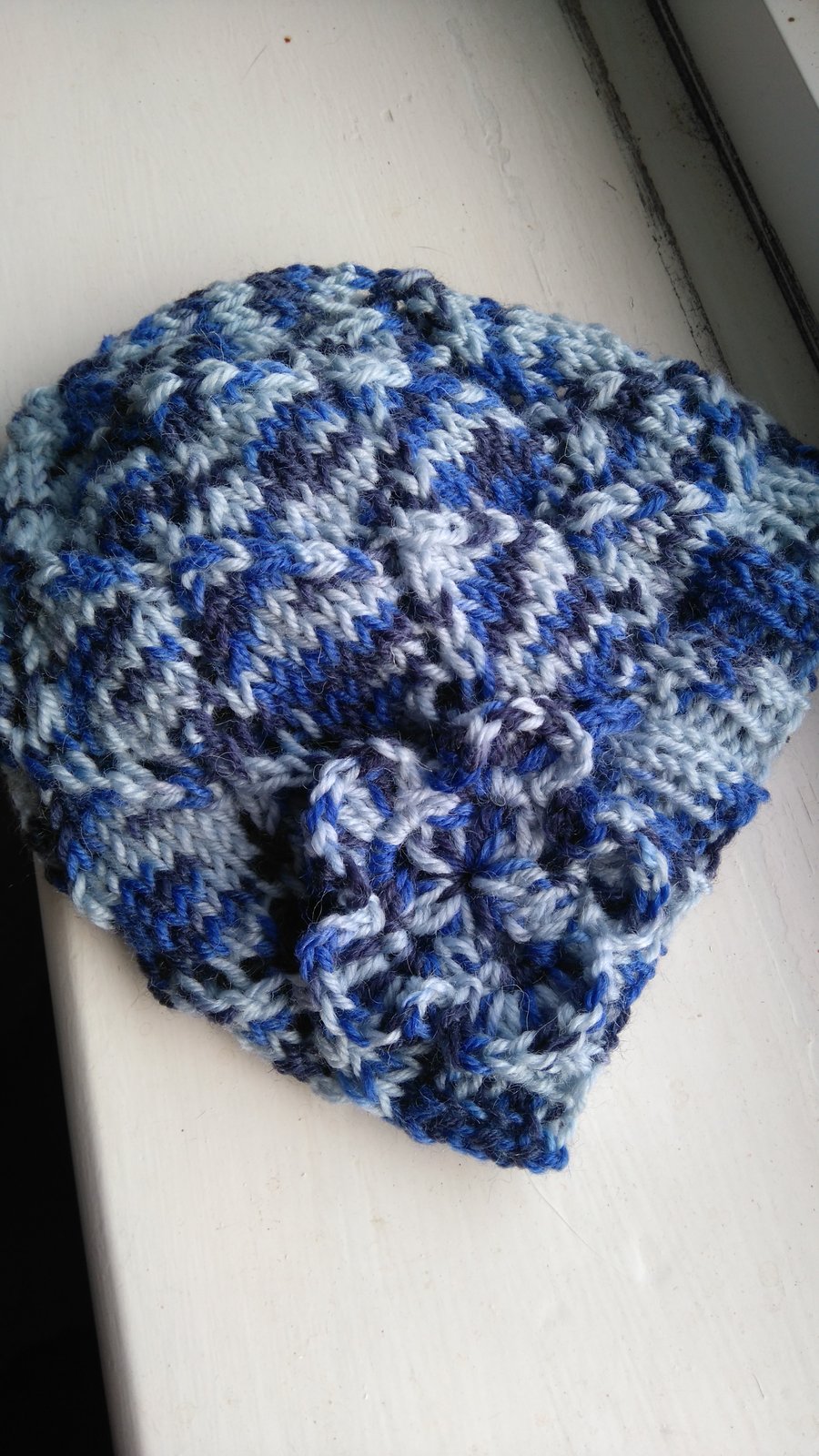 Blue Merle Diamond Lace Handknitted Hat