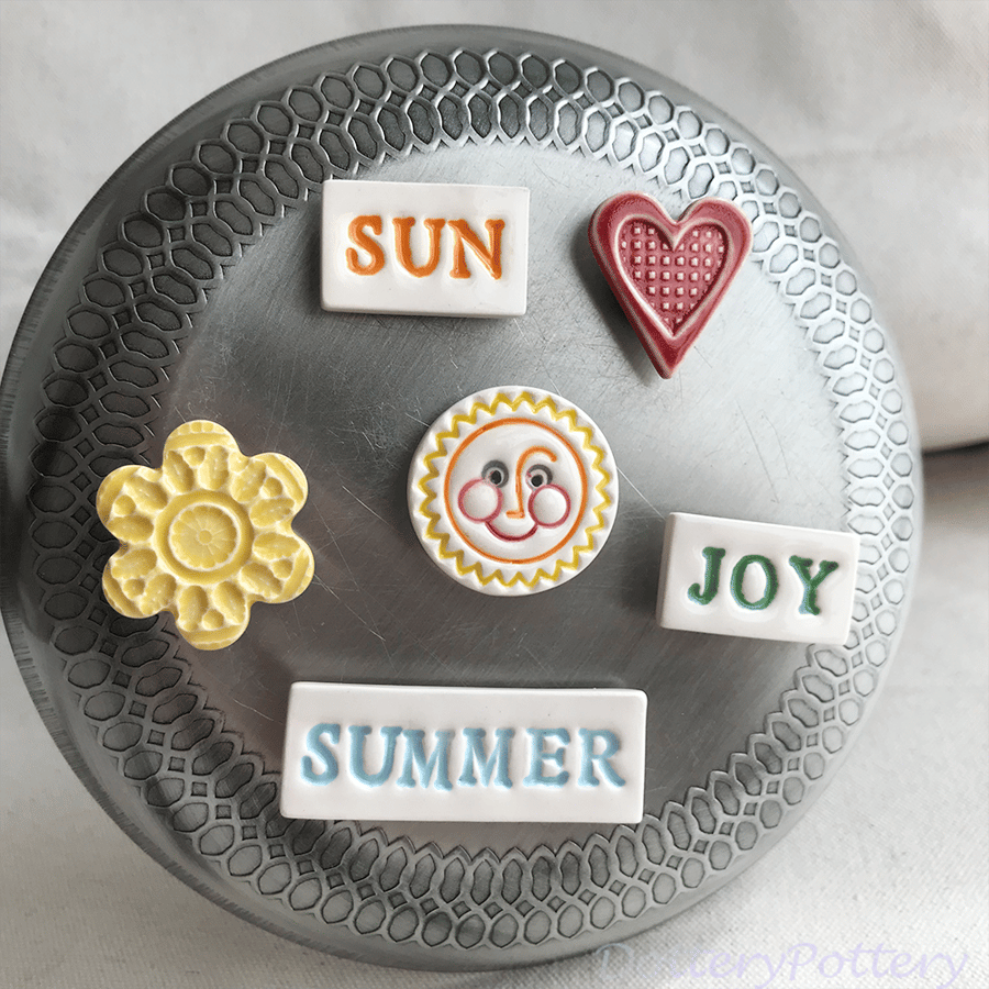 Set of six Summer themed ceramic magnets SALE