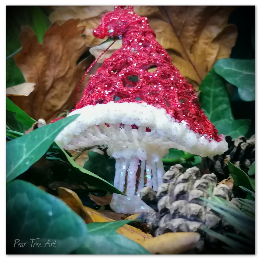 Handmade Red Toadstool Christmas Decoration