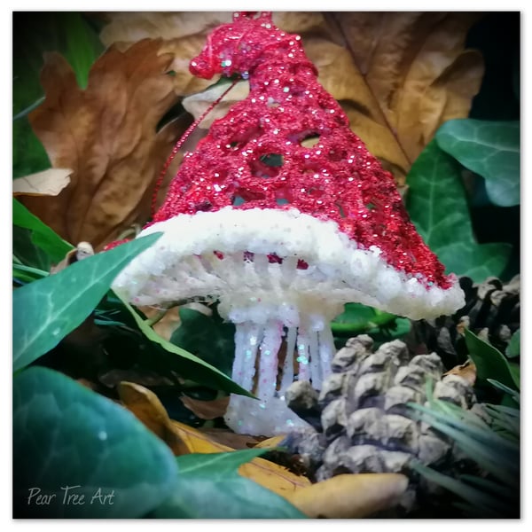 Handmade Red Toadstool Christmas Decoration