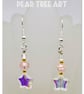 Clear glass star bead earrings with pink beads on silver plated hooks. - Image 1