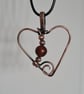 Handmade Copper Natural Red Jasper Heart Pendant Necklace Gift Crystal Jewellery - Image 2