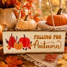 Rustic 'Falling For Autumn' Wooden Hanging Sign - Handmade Autumn Home Decor