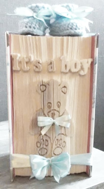 It's a Boy Teddy Bear CUT & FOLD Book Folding Pattern - EMAILED PDF PATTERN