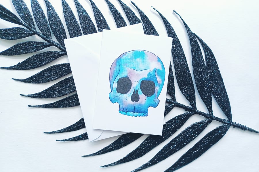 Skull card pack. 10 pack of mini skull cards. A7 size, with envelopes 