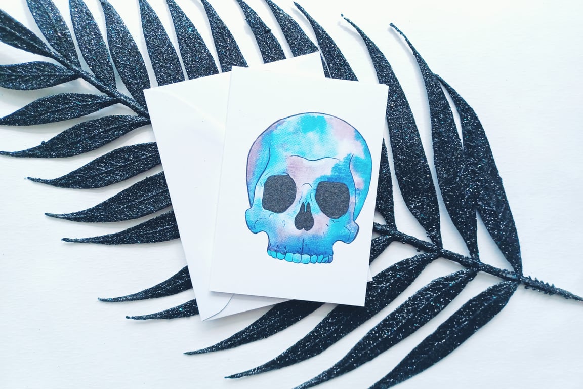 Skull card pack. 10 pack of mini skull cards. A7 size, with envelopes 