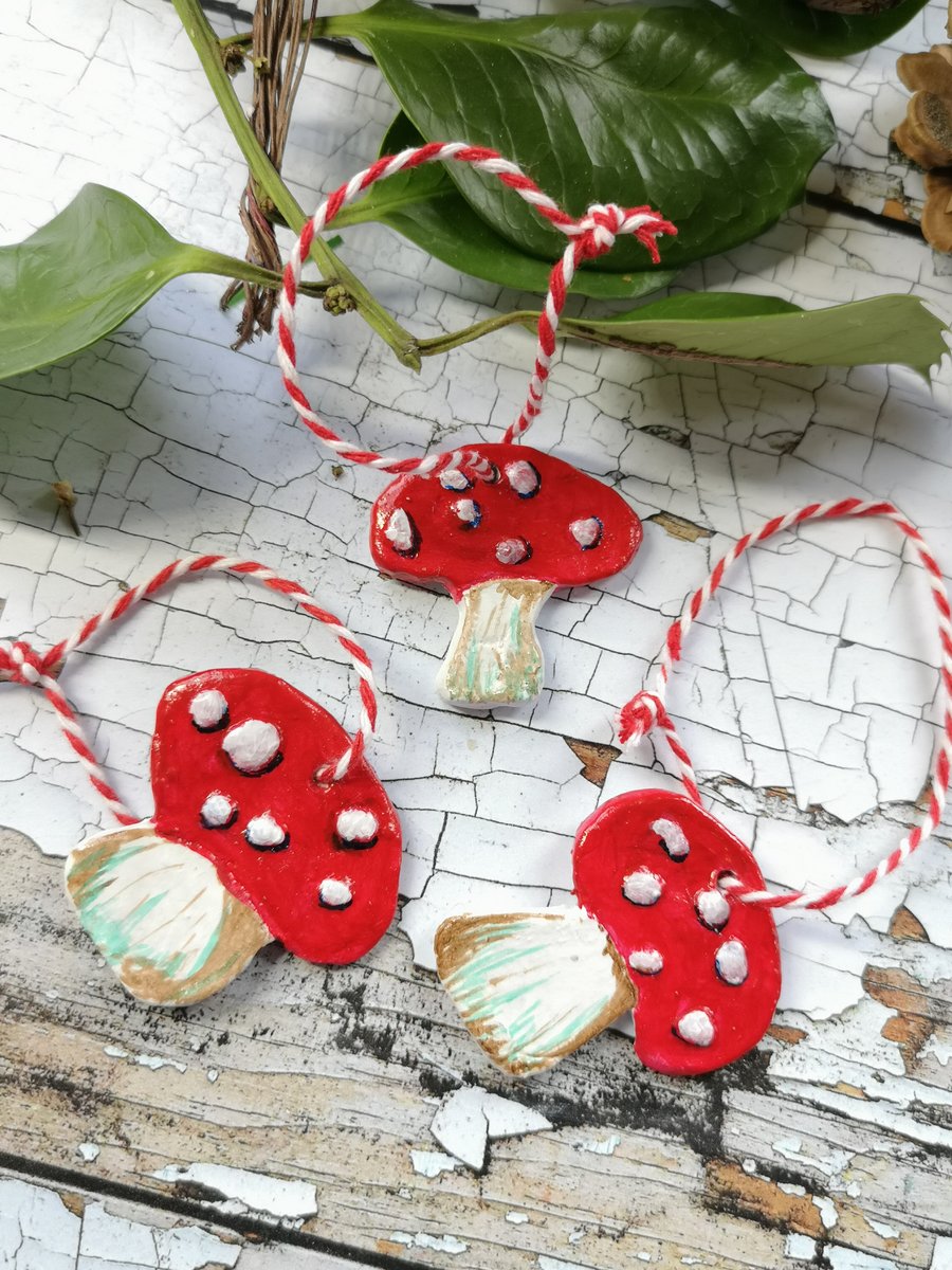 Ceramic hand painted toadstools. 