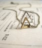 Double Triangle charm necklace - geometric mixed metals on brass - modern - Image 1