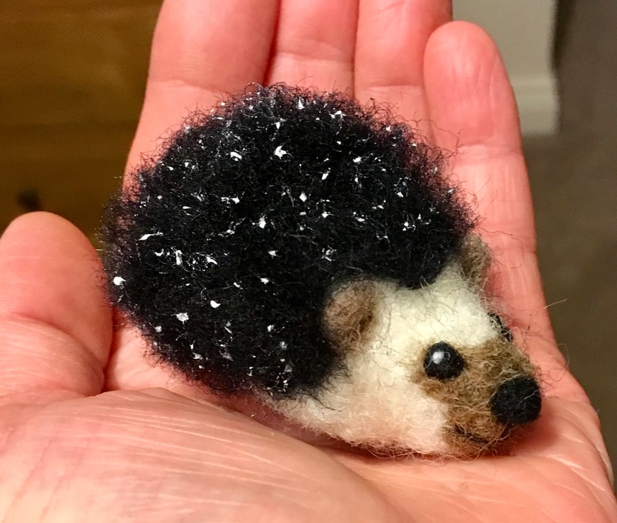 Hedgehog needle felt sculpture garden wildlife art