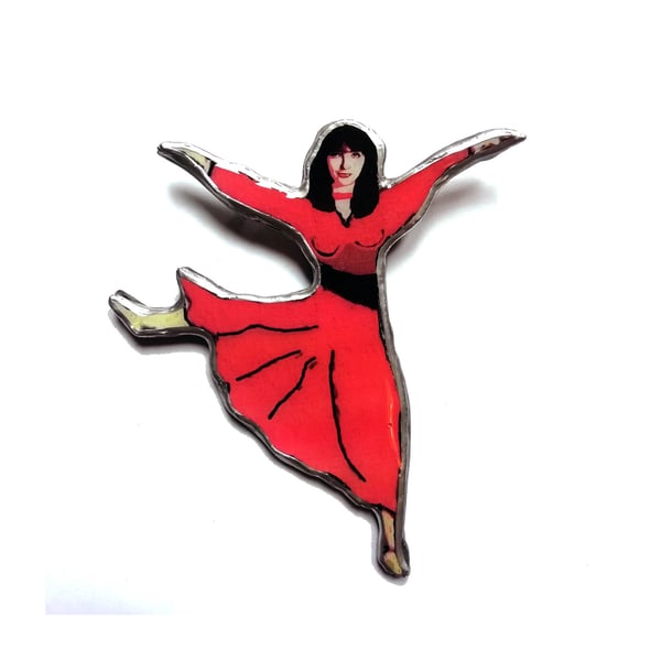 Statement Kate Bush Wuthering Heights Red Dress Resin Brooch by EllyMental