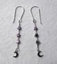 Crescent Moon and Sterling Silver Earrings with Hematite Stars