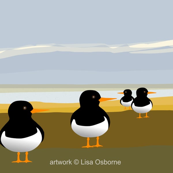 Oystercatchers - bird art print - British birds - coastal birds