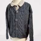 Hand Knitted Cable Pattern Cardigan In The Colour Storm - Fits Age 2 - 3 Years