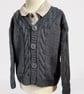 Hand Knitted Cable Pattern Cardigan In The Colour Storm - Fits Age 2 - 3 Years