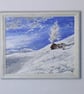 Winter Tree, Mountain Winter Snow Tree Paining, Original Framed Art