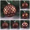 Christmas baubles boxed set of 6 large decorated with crochet lace (A42)