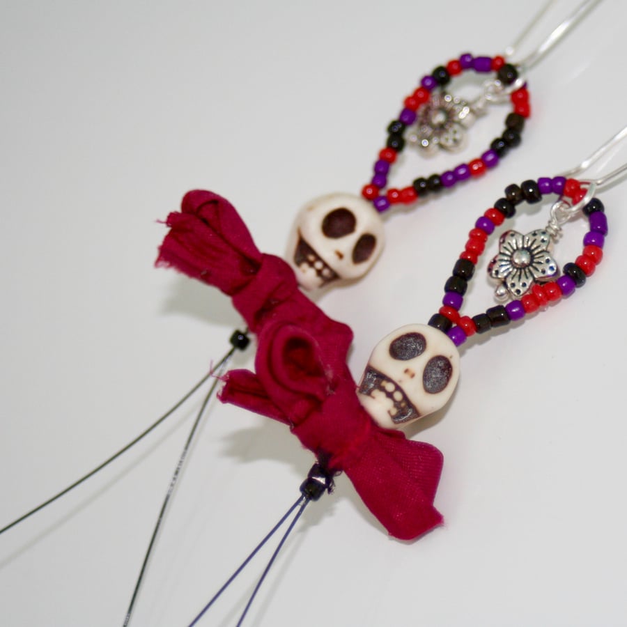 Sugar skull, Day of the Dead, Halloween earrings