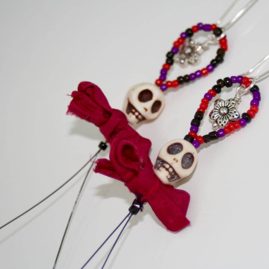 Sugar skull, Day of the Dead, Halloween earrings