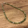 Natural green Jade and Peace Jade Sterling silver necklace 16” 17” or 18” length