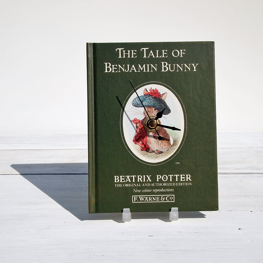 The Tale of Benjamin Bunny by Beatrix Potter book clock.  