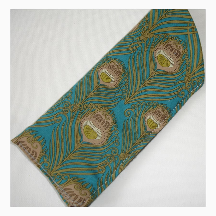 Glasses Case Spectacles Sleeve Liberty Caesar Turquoise Art Deco Peacock Feather