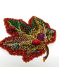 Leaf Brooch Beaded Embroidered Handmade Autumn Pin Statement Jewellery