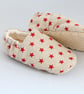 Size 6 Toddler slippers, cotton indoor shoes with red star print, anti skid sole