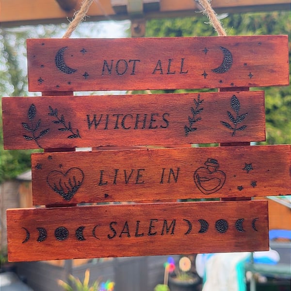 Wooden rustic witchy sign 