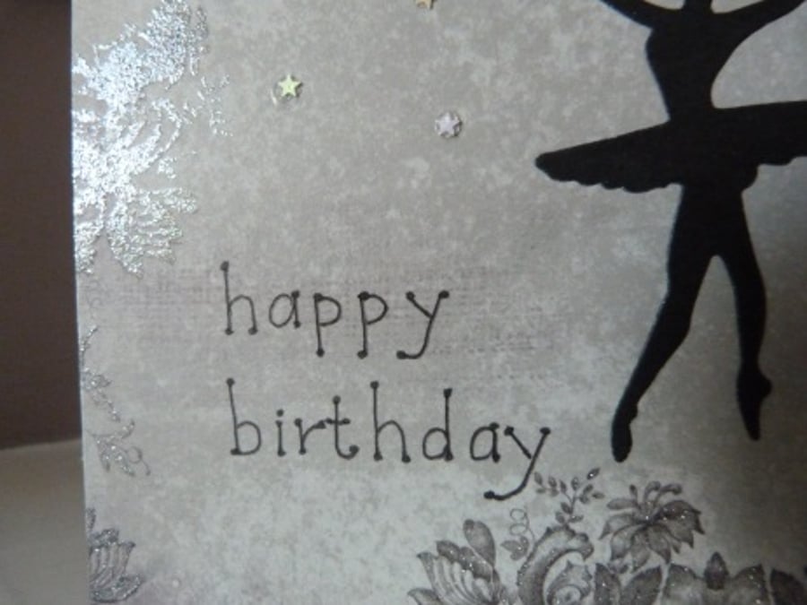 Side Net Ribbon Ballet Dancer Birthday Card