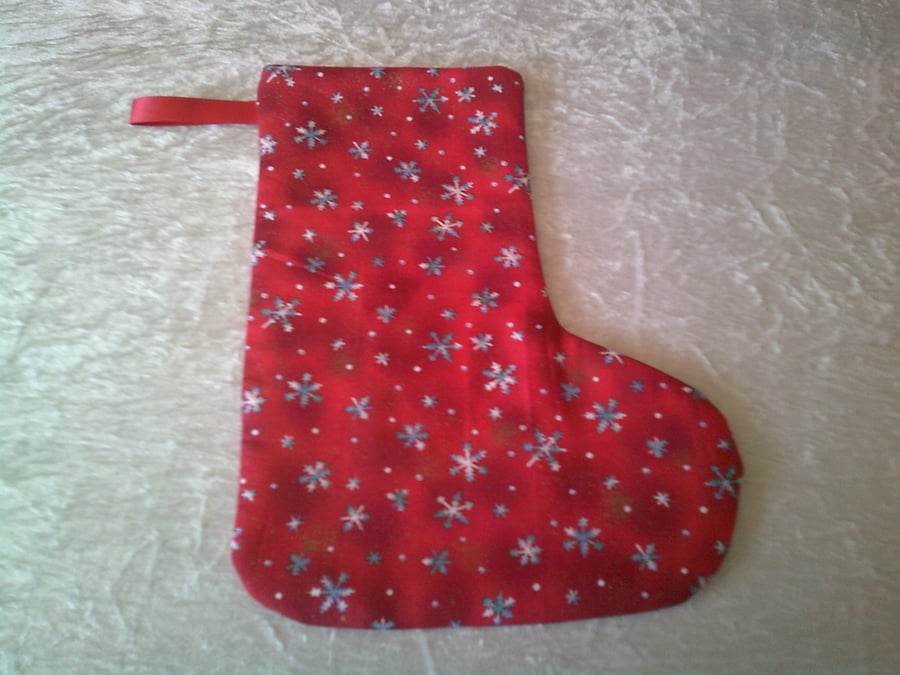 Snowflakes on a Red Background Christmas Stocking