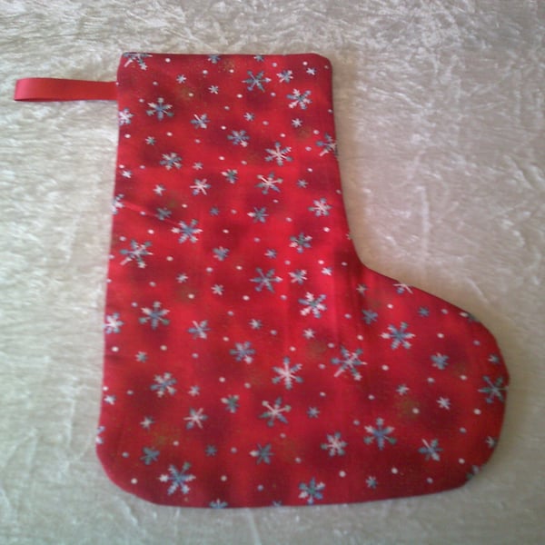 Snowflakes on a Red Background Christmas Stocking