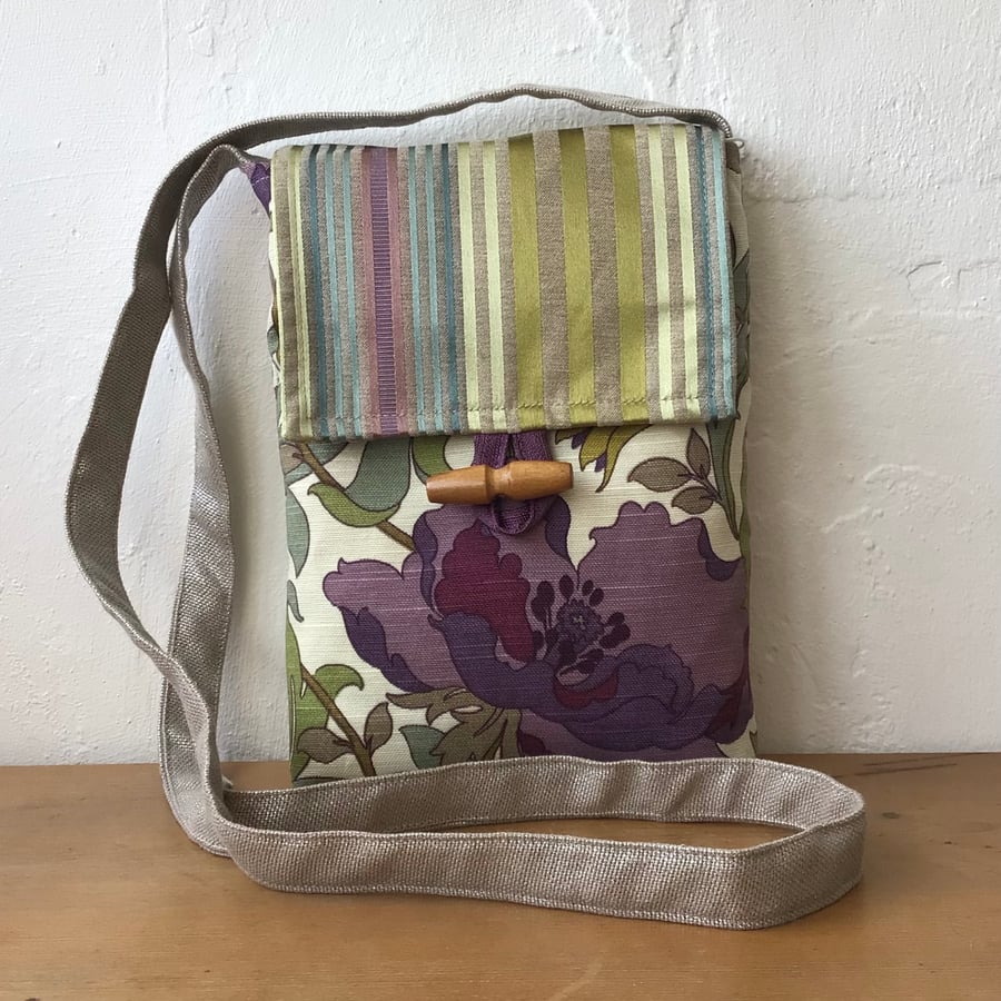 Purple and Green Floral, Small Crossbody Bag 