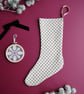 Christmas Stocking with Ditsy Poinsettia Flower Design