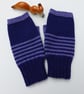 Earthy Striped Hand-Knitted Fingerless Mittens - Image 7