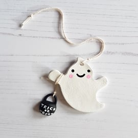 Smiley Ghost hanging decoration, one supplied, choose boy or girl