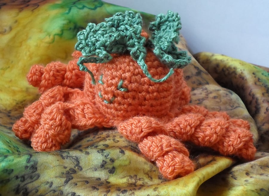 Crochet Halloween pumpkin octopus