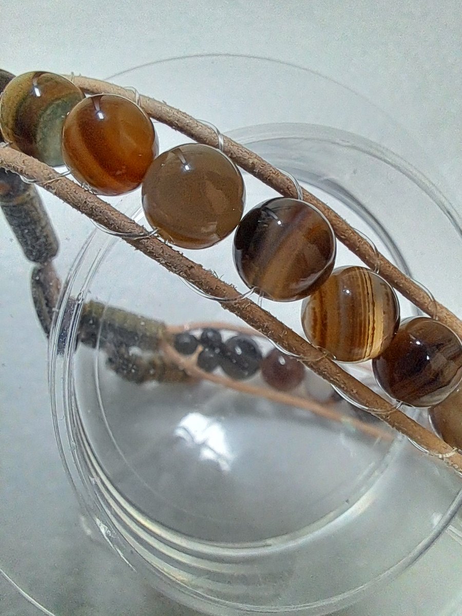 Leather Beaded Wrap bracelet 